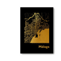 Malaga Black Map eckig