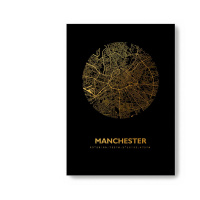 Manchester City Map Black & Circle