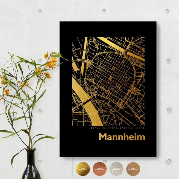 Mannheim City Map Black & Angular