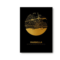Marbella City Map Black & Circle