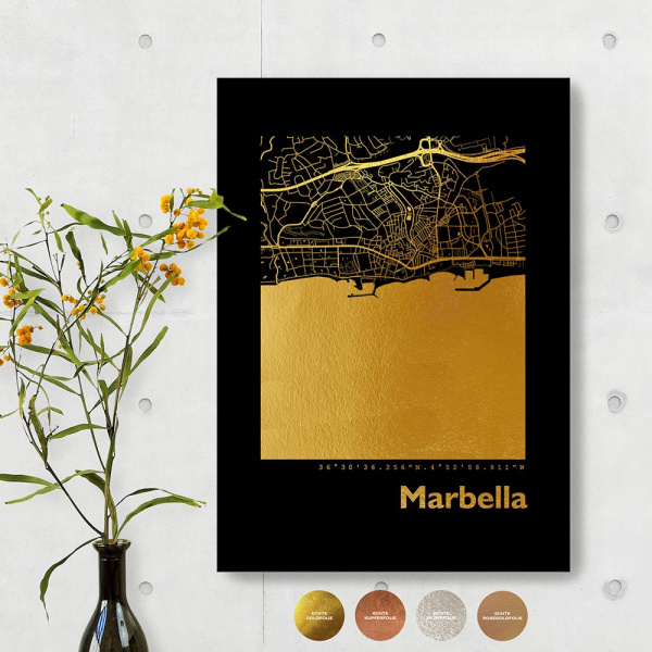 Marbella City Map Black & Angular