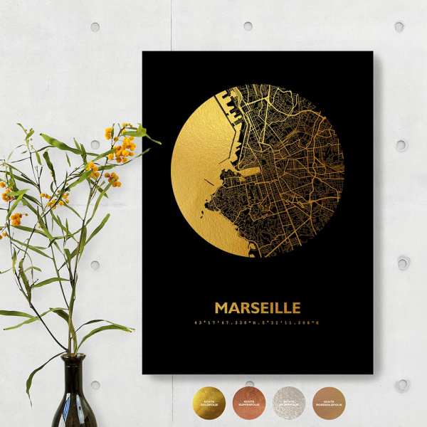 Marseille City Map Black & Circle