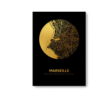 Marseille Black Map rund