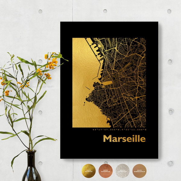 Marseille City Map Black & Angular