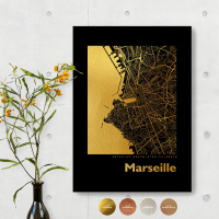 Marseille Black Map eckig