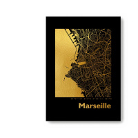 Marseille Black Map eckig