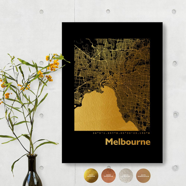 Melbourne City Map Black & Angular