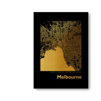 Melbourne Black Map eckig