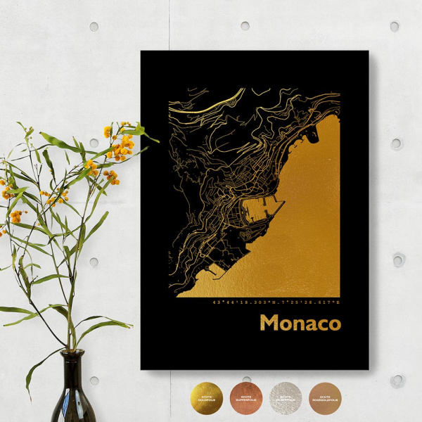 Monaco City Map Black & Angular