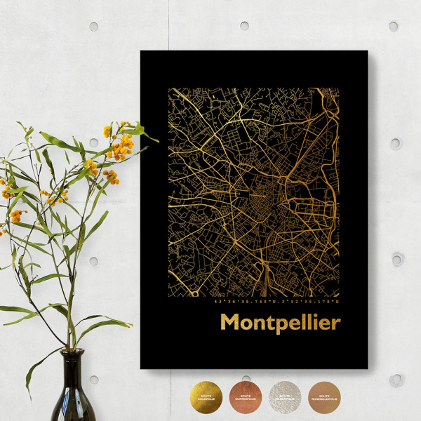 Montpellier City Map Black & Angular