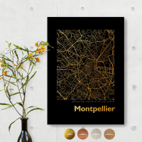 Montpellier Black Map eckig