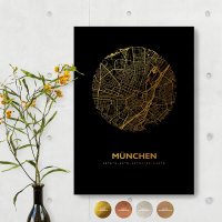Muenchen City Map Black &amp; Circle