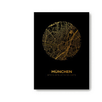 München Black Map rund