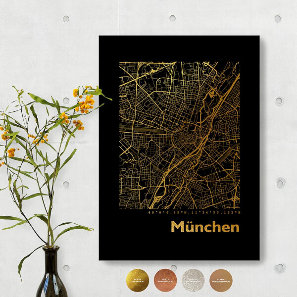 München Black Map eckig