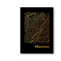 München Black Map eckig