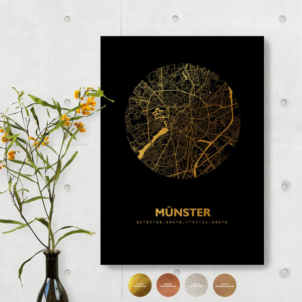 Muenster City Map Black & Circle