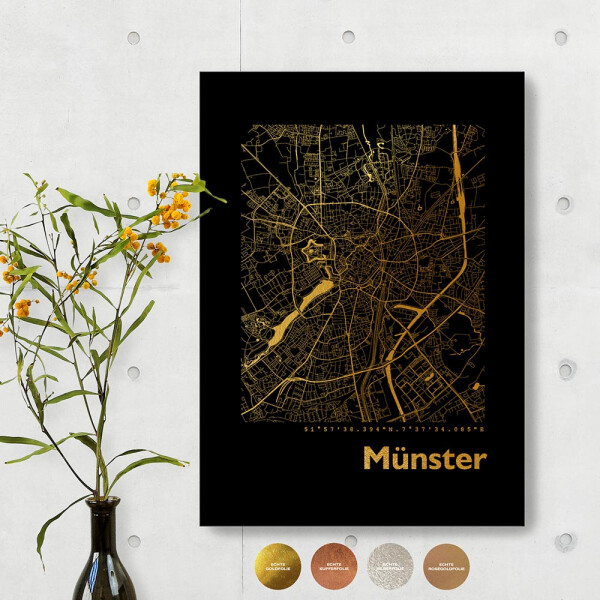 Muenster City Map Black & Angular