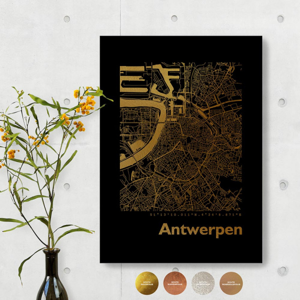 Antwerpen City Map Black & Angular