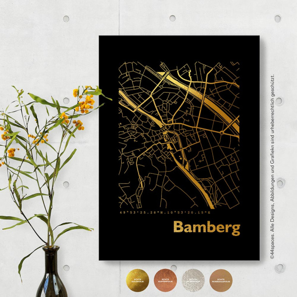 Bamberg Black Map eckig