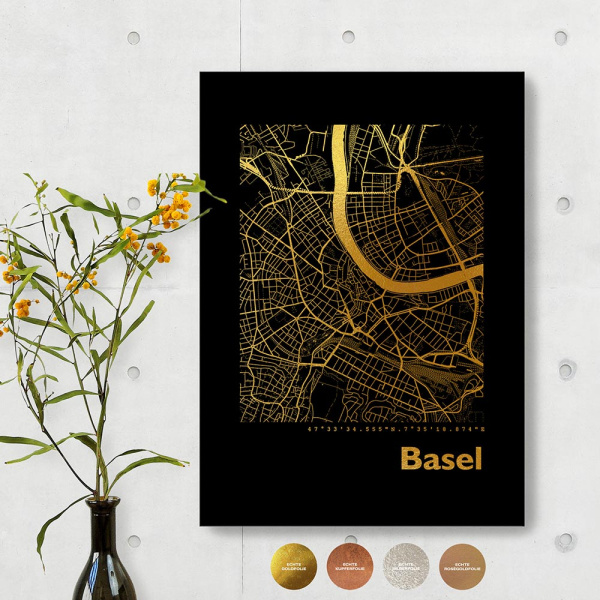 Basel Black Map eckig