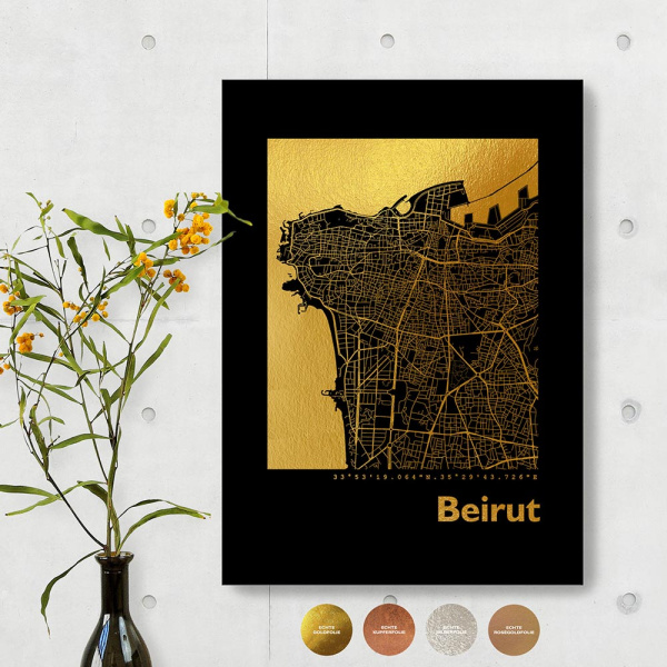 Beirut Black Map eckig