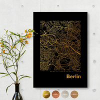 Berlin Black Map Eckig. gold | A4