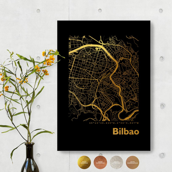 Bilbao Black Map eckig