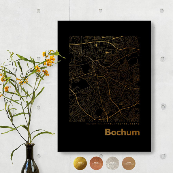 Bochum City Map Black & Angular