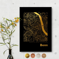 Bonn City Map angular. gold | A4