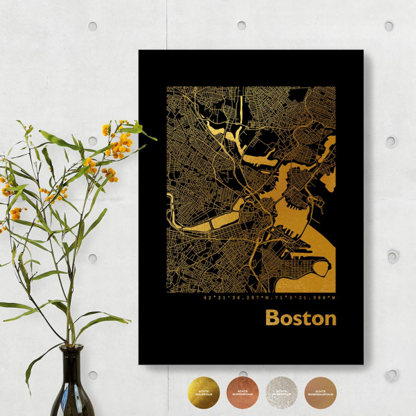 Boston City Map Black & Angular