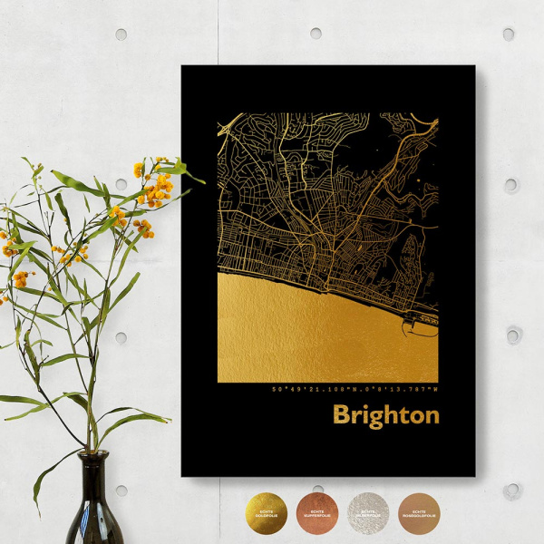 Brighton City Map Black & Angular