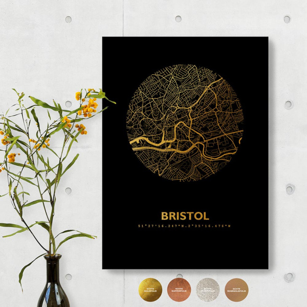 Bristol City Map Black & Circle