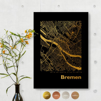 Bremen Black Map eckig