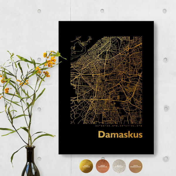 Damaskus City Map Black & Angular
