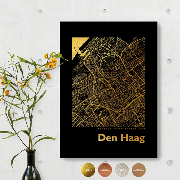 Den Haag Stadtplan schwarz eckig