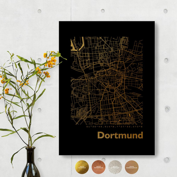 Dortmund Black Map eckig
