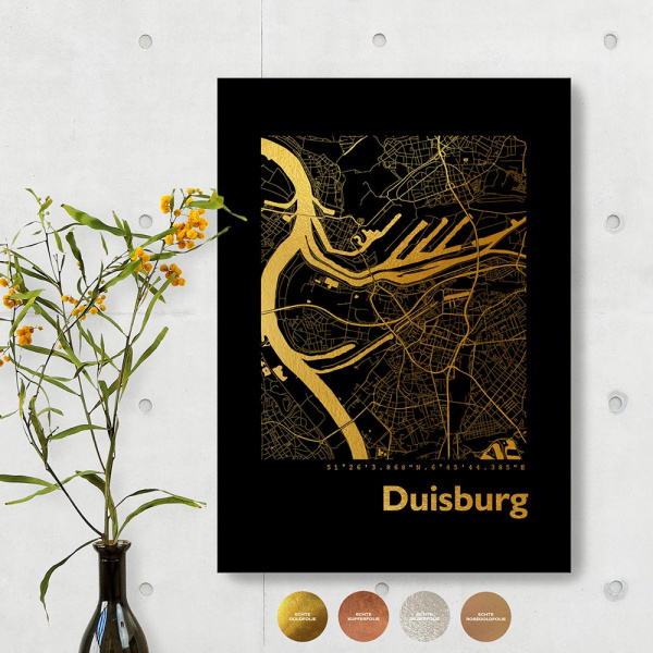 Duisburg City Map Black & Angular