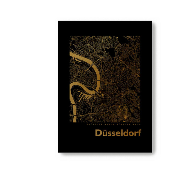 Düsseldorf Black Map eckig