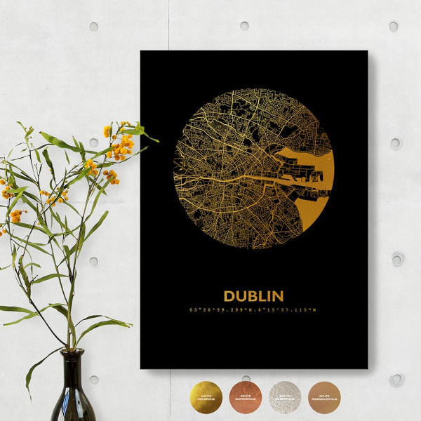 Dublin City Map Black & Circle