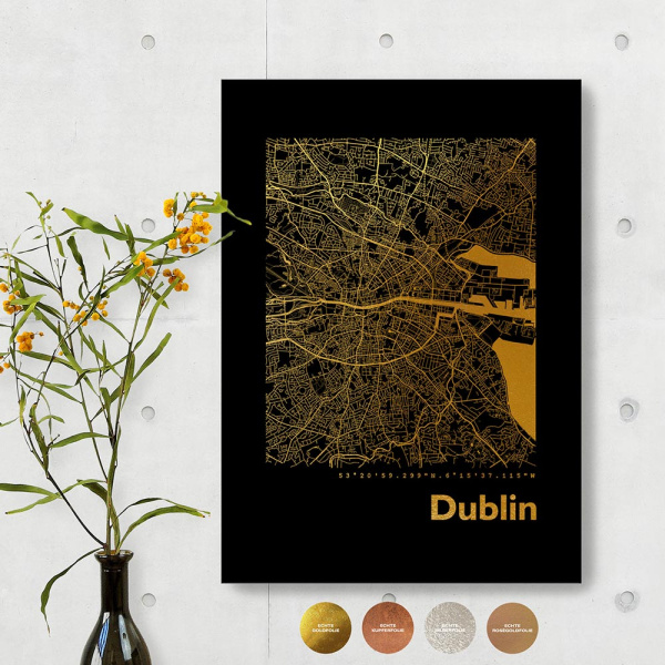 Dublin City Map Black & Angular