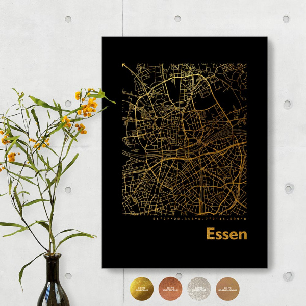 Essen City Map Black & Angular