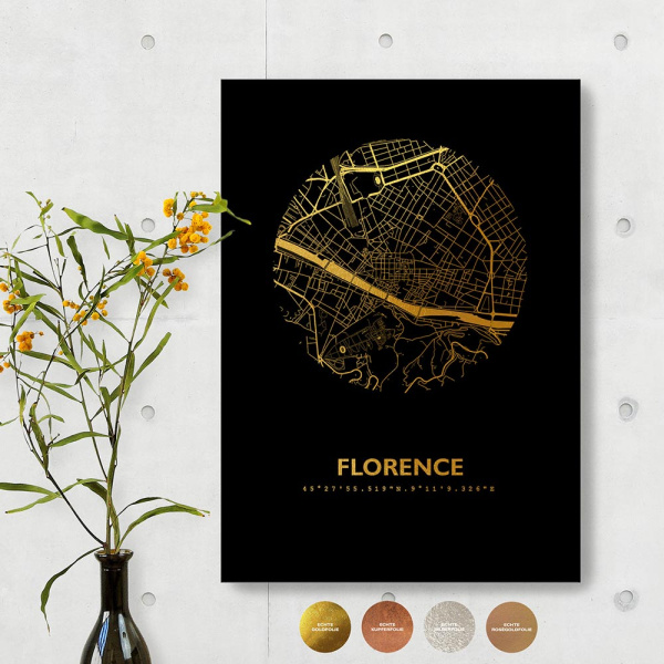Florence City Map Black & Circle