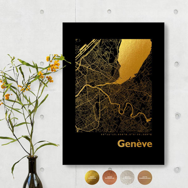 Genève City Map Black & Angular