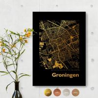 Groningen Black Map schwarz eckig