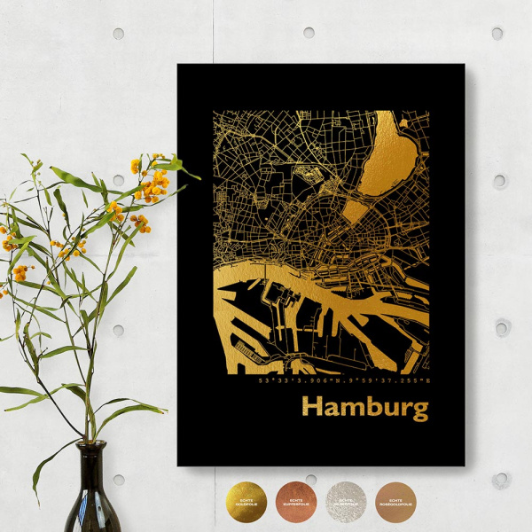 Hamburg City Map Black & Angular