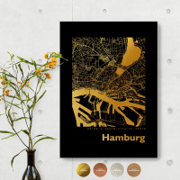 Hamburg City Map Black &amp; Angular