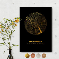 Hannover Black Map schwarz rund
