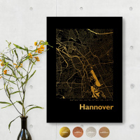 Hannover Black Map Eckig. silber | A4