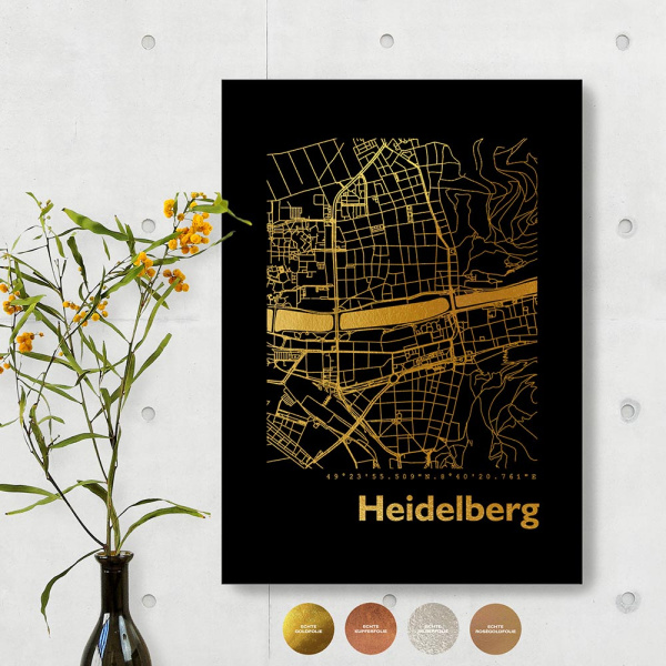 Heidelberg Black Map schwarz eckig