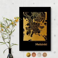 Helsinki Black Map schwarz eckig
